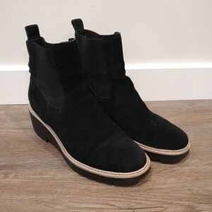 Women's Black Suede Ankle Booties Size 8 Leather Chelsea Booties Lagenlook
